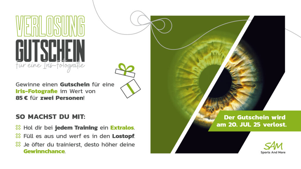 Trainiere fleißig und gewinne einen Gutschein für eine Iris-Fotografie! 💪 📷