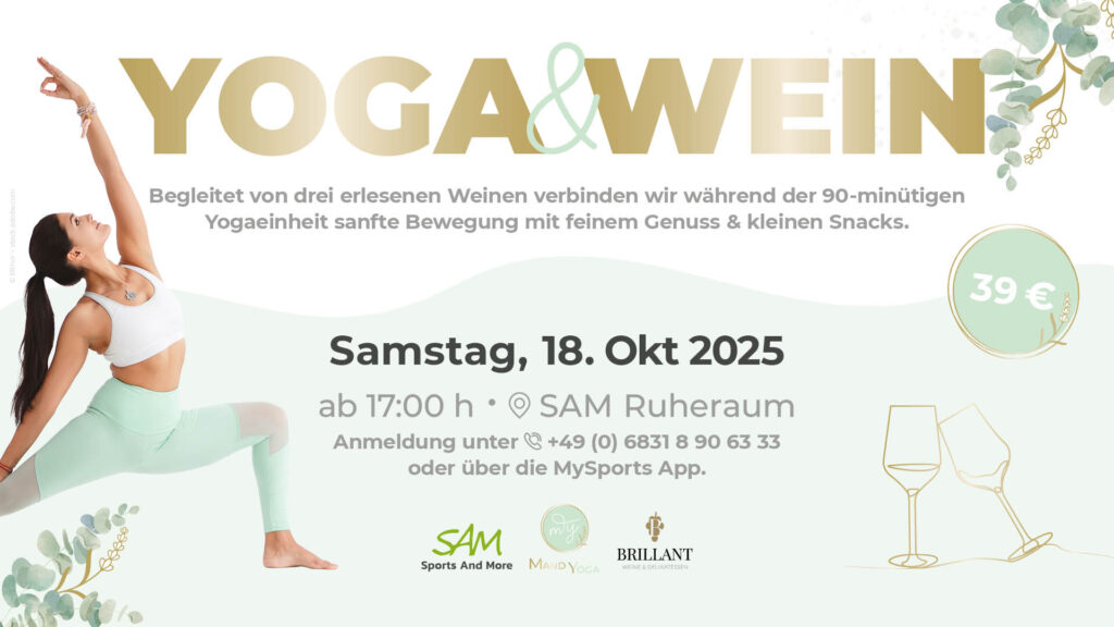 Genieße erlesene Weine und 90 Minuten Yoga. 🧘🏼‍♀️🍷