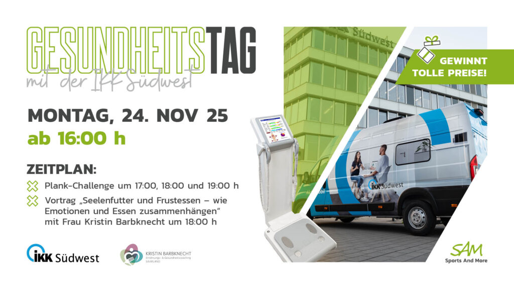 Am 24. November ist Gesundheitstag mit der IKK Südwest! 😊