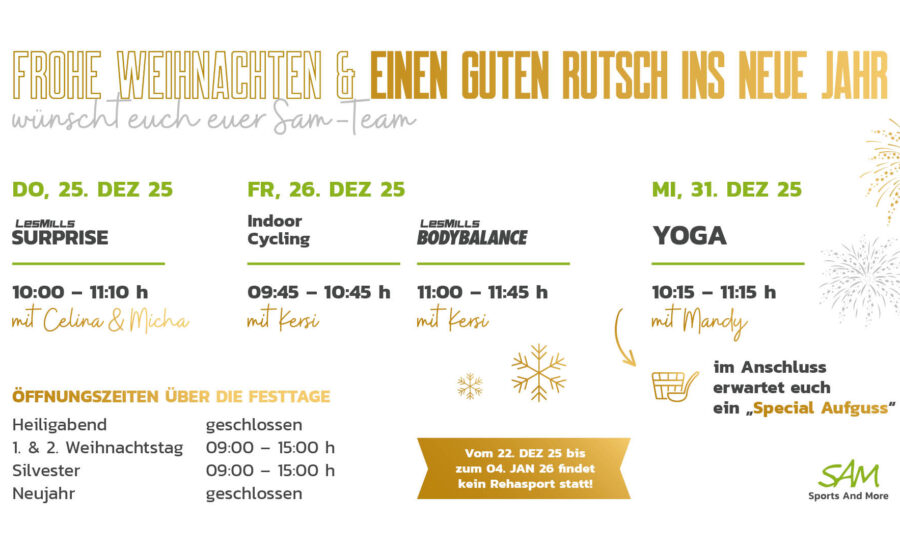 Kursspecials an Weihnachten & Silvester