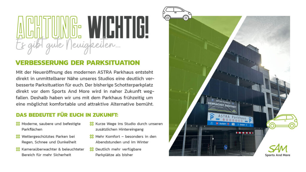 Es gibt gute Neuigkeiten zur Parksituation! 💚🚗